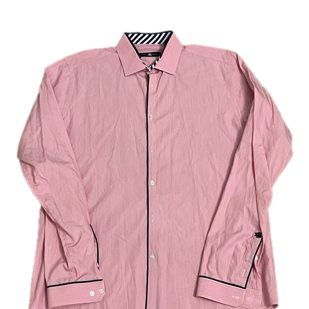 STONE ROSE Button Down Striped Shirt-Red/White w/Navy Trim-Cotton-SZ 4 valentine